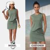 41dfOk2LOiL.jpg Womens Summer 2 Piece Short Skirt Sets Sleeveless Top and Tennis Skorts Dressy Cotton Matching Sweatsuits Outfits 2025