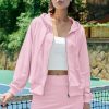 Womens 2 Piece Workout Sets Lounge Matching Sets Zip Up Hoodie and Skirt Gym Clothes Yoga Outfits