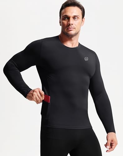 Men's 3 Pack Dry Fit Long Sleeve Compression Shirts Workout Running Shirts