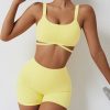 Workout Sets for Women 2 Piece Twist Front Halter Sports Bras High Waist Biker Shorts Exercise Gym Yoga Outfit