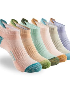 Womens Ankle Socks 6 Pairs Cushioned Running Athletic No Show Socks With Tab