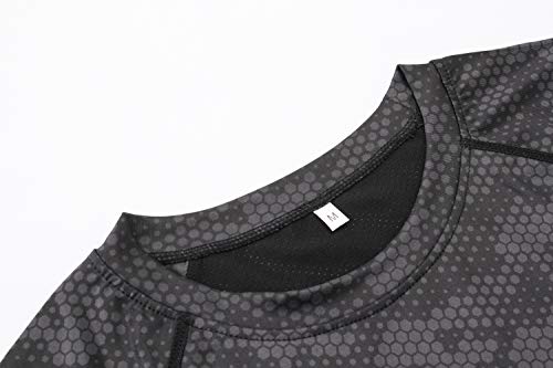 Compression Shirt Men 3 Pack Quick-Dry Athletic Baselayer 4-Way Stretch Moisture-Wicking Short Sleeve Workout Shirts