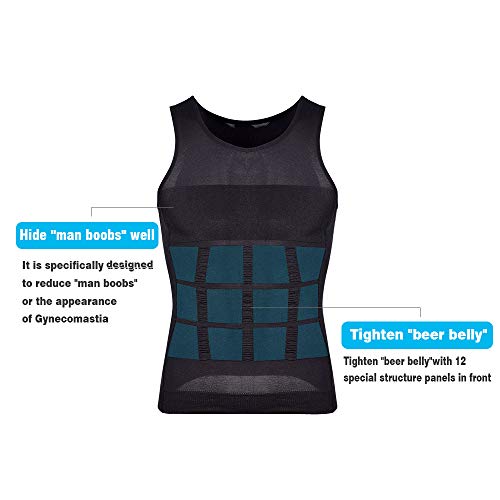 Mens Compression Tank Top Slimming Body Shaper Vest Shirts Abs Slim Gym