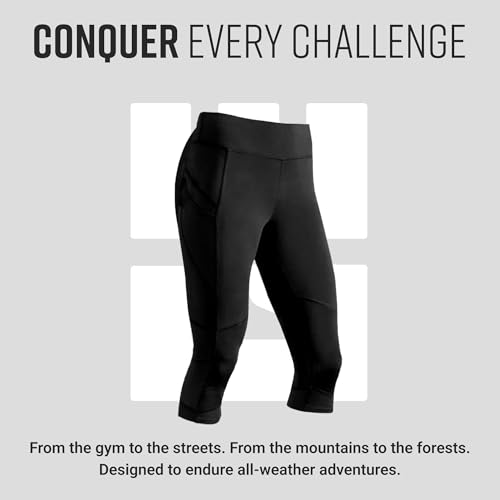 Women’s Flex-Fit High-Waisted Capri Compression Leggings, High-Performance 4-Way Stretch Yoga Pants with Non-Slip Waistband