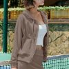 Womens 2 Piece Workout Sets Lounge Matching Sets Zip Up Hoodie and Skirt Gym Clothes Yoga Outfits