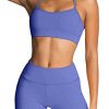 Women's Workout Sets 2 Piece Yoga Outfits High Waisted Biker Shorts and Cross Back Sports Bra Gym Set