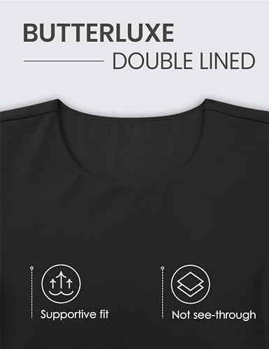 Womens Butterluxe Double Lined Short Sleeve Crop Tops Crew Neck Casual Workout T-Shirt Cute Basic Tee