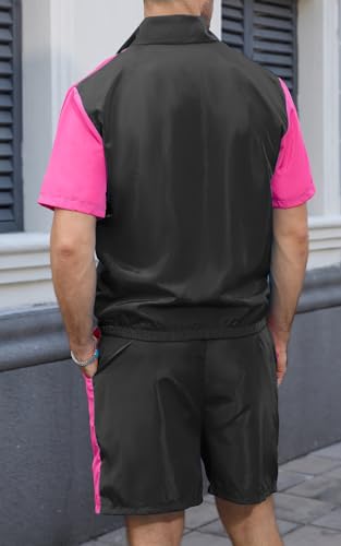 Men's 80s 90s Outfit Vintage Windbreaker Jacket Track Suit Disco Outfits Workout Set