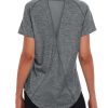 Women's Long Workout Tops,Short Sleeve Dry-Fit Mesh Open Back Loose Fit Gym Athletic Running Shirts Exercise Tee
