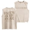 Mens Christian Sleeveless Shirts Faith Over Fear Graphic Tank Tops Gym Workout Acid Wash Tanks Cut Off Muscle Shirt