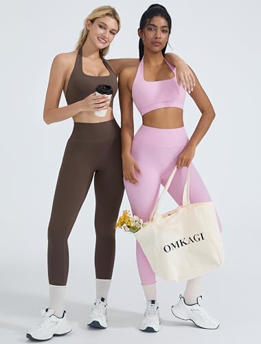 2 Piece Workout Sets for Women Halter Sports Bras Gym Sets Booty Leggings Outfits