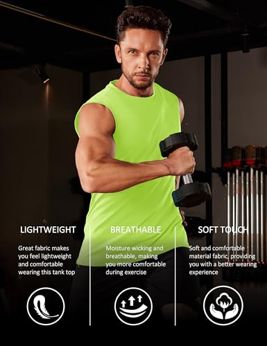 Men's Tank Top Cotton Muscle Workout Gym Shirts Moisture Wicking Lightweight Summer Casual Sleeveless Shirts
