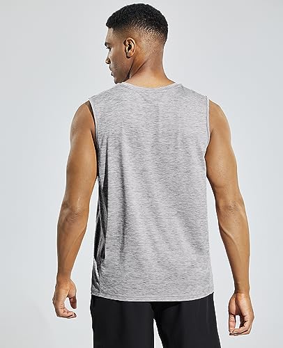 Men’s Sleeveless Tank Top Dry Fit Workout Muscle Tee Shirt for Running Athletic Gym Sports Training, Moisture Wicking