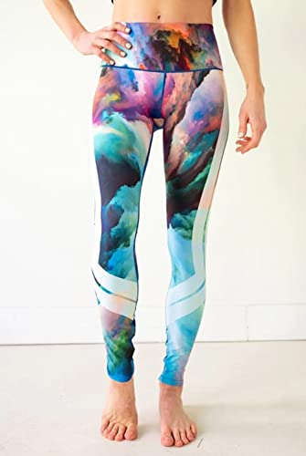 Colorado Threads Watercolor Yoga Pant-Multi Printed-XS Womens Active Workout Yoga Leggings Multi Printed Watercolor S