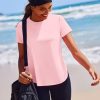 Workout Tops for Women UPF 50+ Yoga Shirts Short Sleeve Athletic Tops with Side Slits Running Gym Tee Top Loose Fit