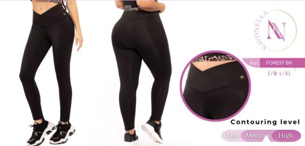 Cross Waist Forest Black Navonella Workout Colombian Leggings
