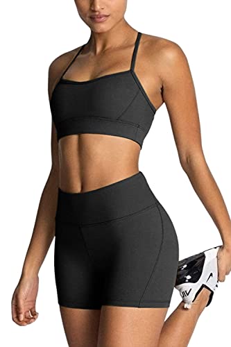 41zGtaCoqBS.jpg Women's Workout Sets 2 Piece Yoga Outfit High Waisted Biker Shorts Leggings Sports Bra Gym Fitness Clothes Tracksuit