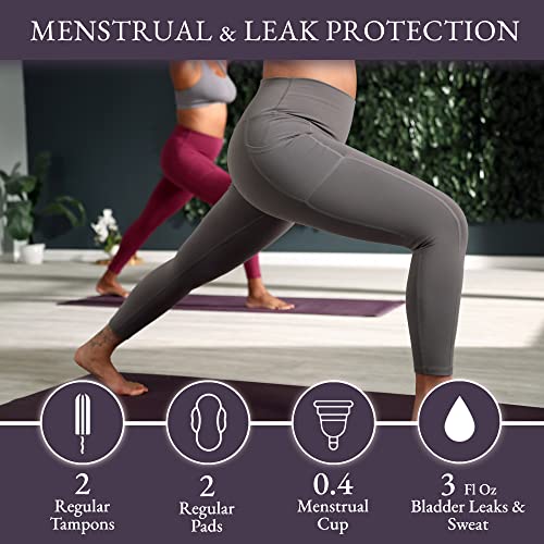 Leakproof Womens Leggings: Leggings with Pockets Designed with Built-in Bladder Leakage Pads for Women (25" Inseam)