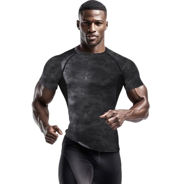 Compression Shirt Men 3 Pack Quick-Dry Athletic Baselayer 4-Way Stretch Moisture-Wicking Short Sleeve Workout Shirts