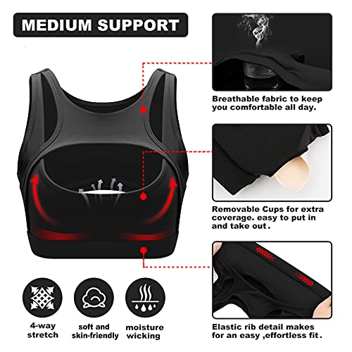 Push up Sports Bra for Women Sexy Hollow Crop Tops with Removable Cups Workout Fitness Yoga Bra Medium Support
