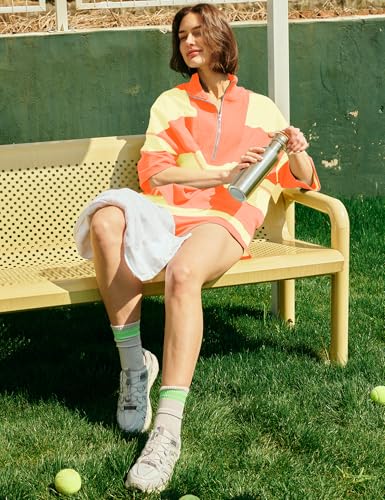 Women Striped Workout Set Two Piece Outfit Tracksuit Oversized Lounge Set Top and Shorts Sets with Pockets