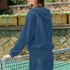 Womens 2 Piece Workout Sets Lounge Matching Sets Zip Up Hoodie and Skirt Gym Clothes Yoga Outfits (Navy Blue,M)