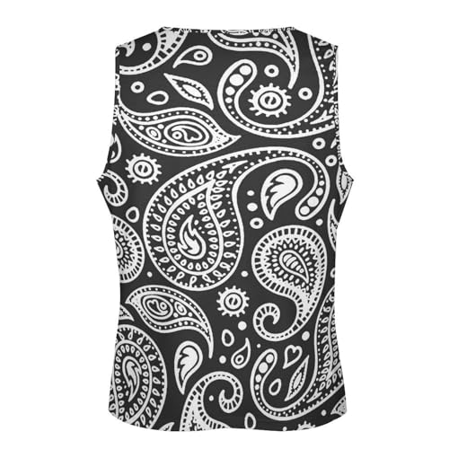 Black White Bandana Paisley Men's Muscle Shirts Sleeveless Tank Top Gym Workout Tee Bodybuilding