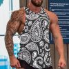 Black White Bandana Paisley Men's Muscle Shirts Sleeveless Tank Top Gym Workout Tee Bodybuilding