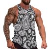 Black White Bandana Paisley Men's Muscle Shirts Sleeveless Tank Top Gym Workout Tee Bodybuilding