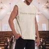 Mens Christian Sleeveless Shirts Faith Over Fear Graphic Tank Tops Gym Workout Acid Wash Tanks Cut Off Muscle Shirt
