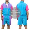 Men's 80s 90s Outfit Vintage Windbreaker Jacket Track Suit Disco Outfits Workout Set