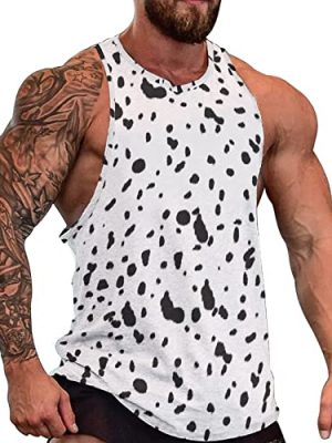 Dalmatian Skin Men's Tank Tops Print Sleeveless Shirts Workout Gym Muscle T Shirts Tee Tops