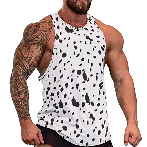 Dalmatian Skin Men's Tank Tops Print Sleeveless Shirts Workout Gym Muscle T Shirts Tee Tops