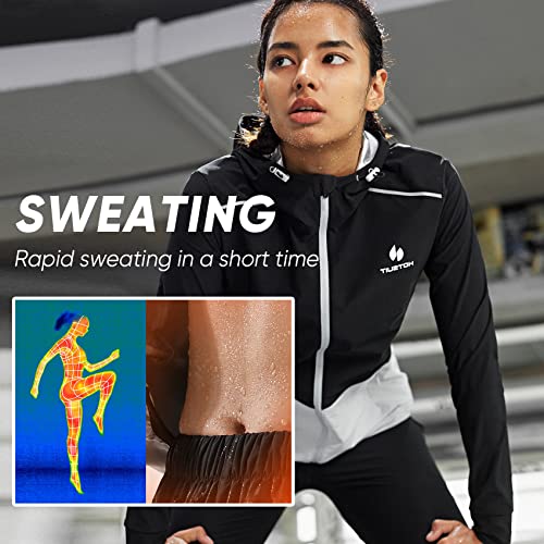 HOTSUIT Slim Sauna Suit for Women Weight Loss, Non Rip Sauna Jacket Sauna Leggings for Workout, Black