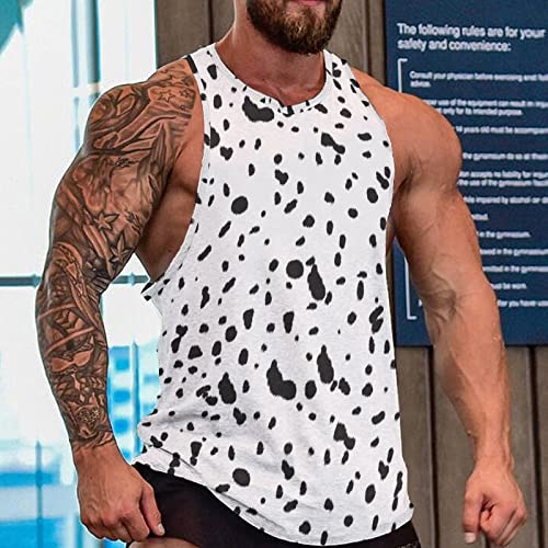 Dalmatian Skin Men's Tank Tops Print Sleeveless Shirts Workout Gym Muscle T Shirts Tee Tops