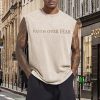Mens Christian Sleeveless Shirts Faith Over Fear Graphic Tank Tops Gym Workout Acid Wash Tanks Cut Off Muscle Shirt